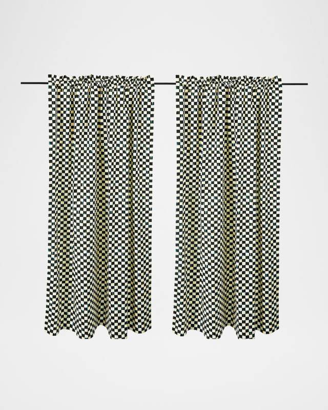 Courtly Check Light-Filtering Curtain Panel, 52" x 84"